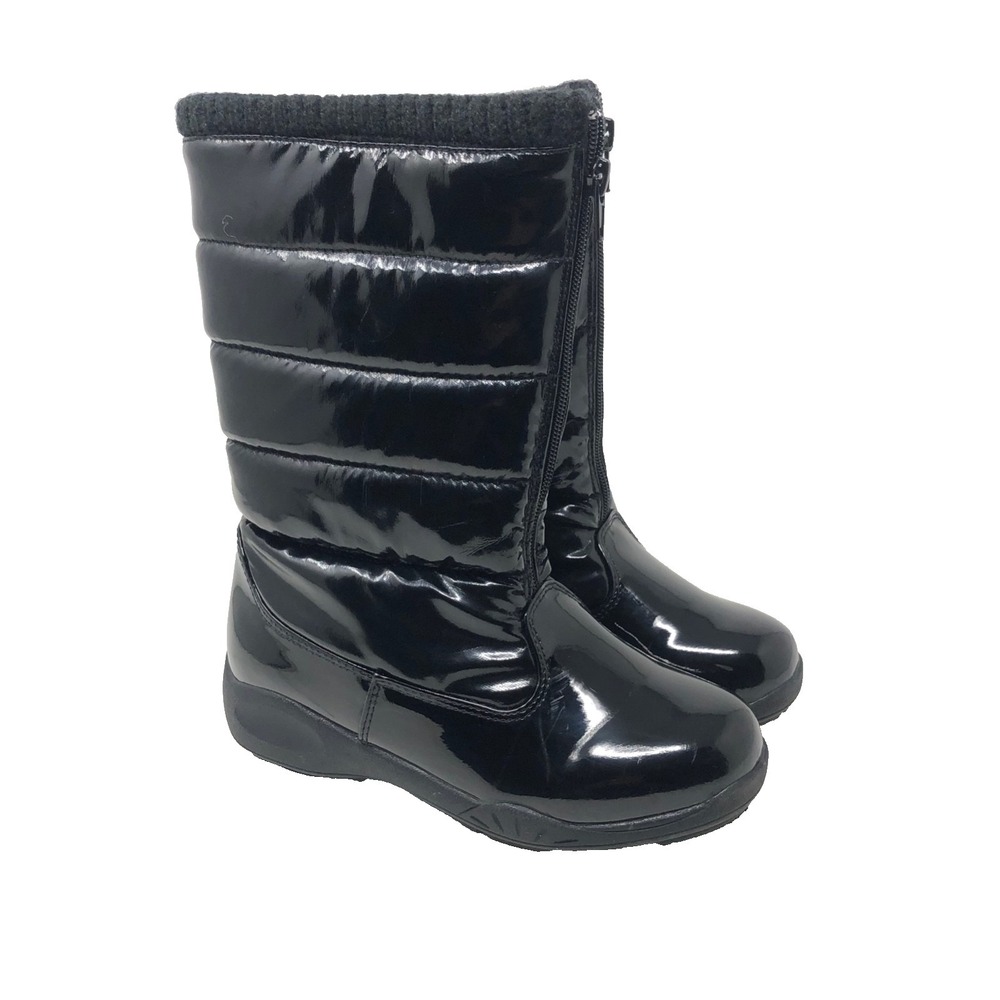 Tundra Puffy Snow Boots Girls 3 Black Front Zip Outdoor Winter Play Walking